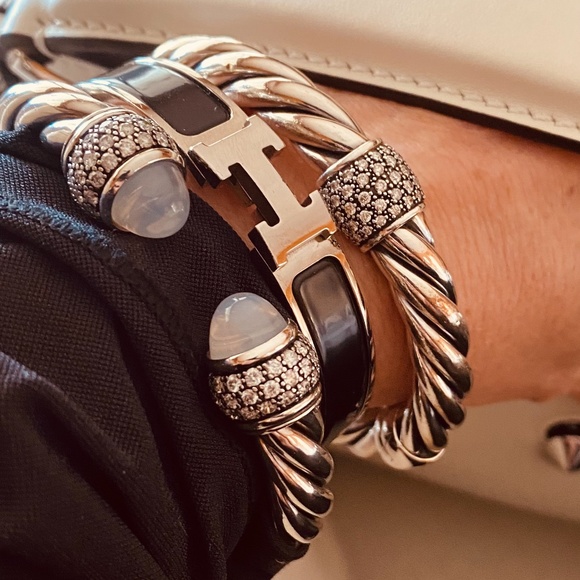 Hermes Click Silver and Black H Bracelet - Picture 1 of 11